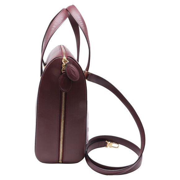Cartier Vintage Must de Cartier Bordeaux Shoulder Bag in Burgundy Leather - Picture 5 of 8